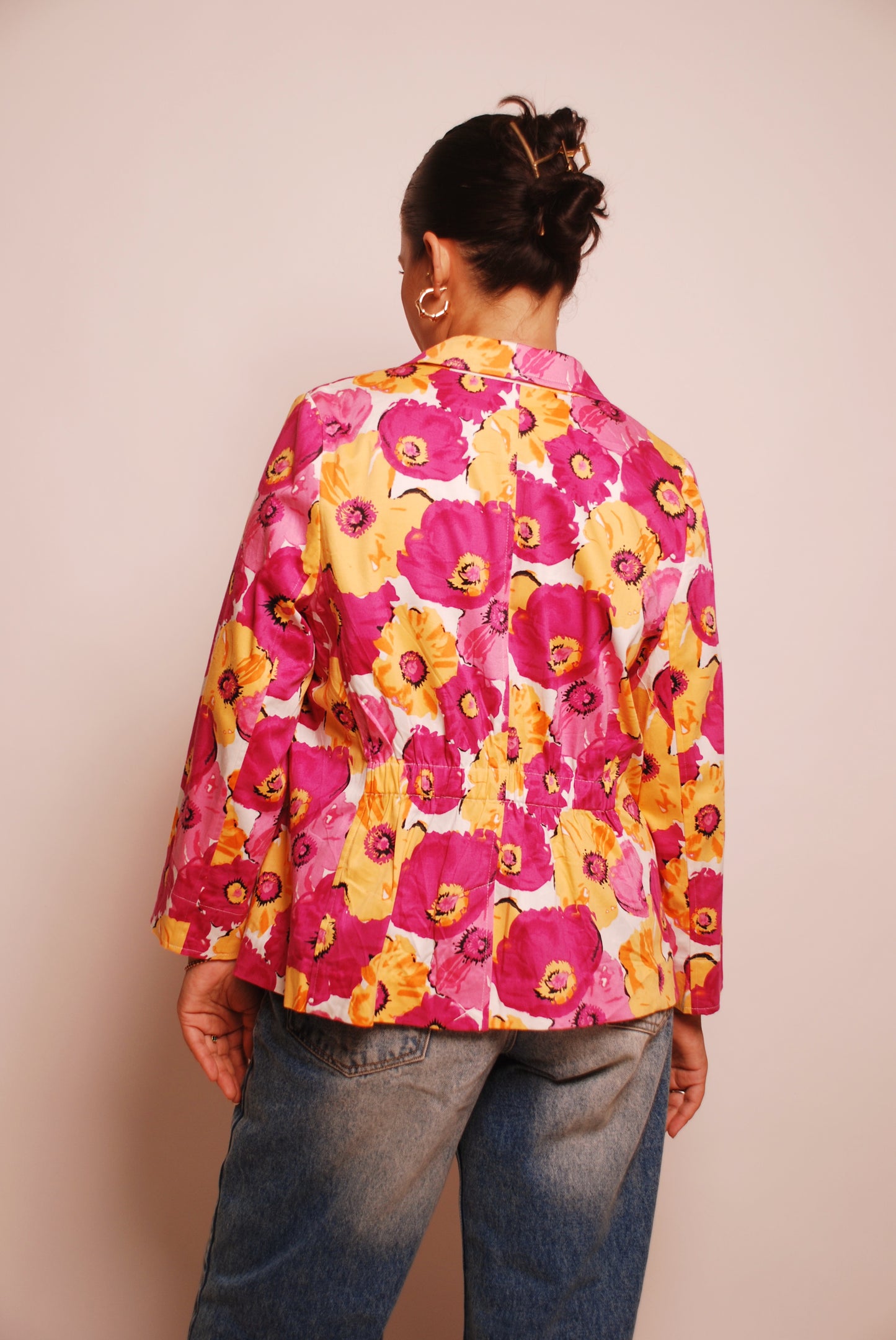 Vintage pink & yellow floral blazer