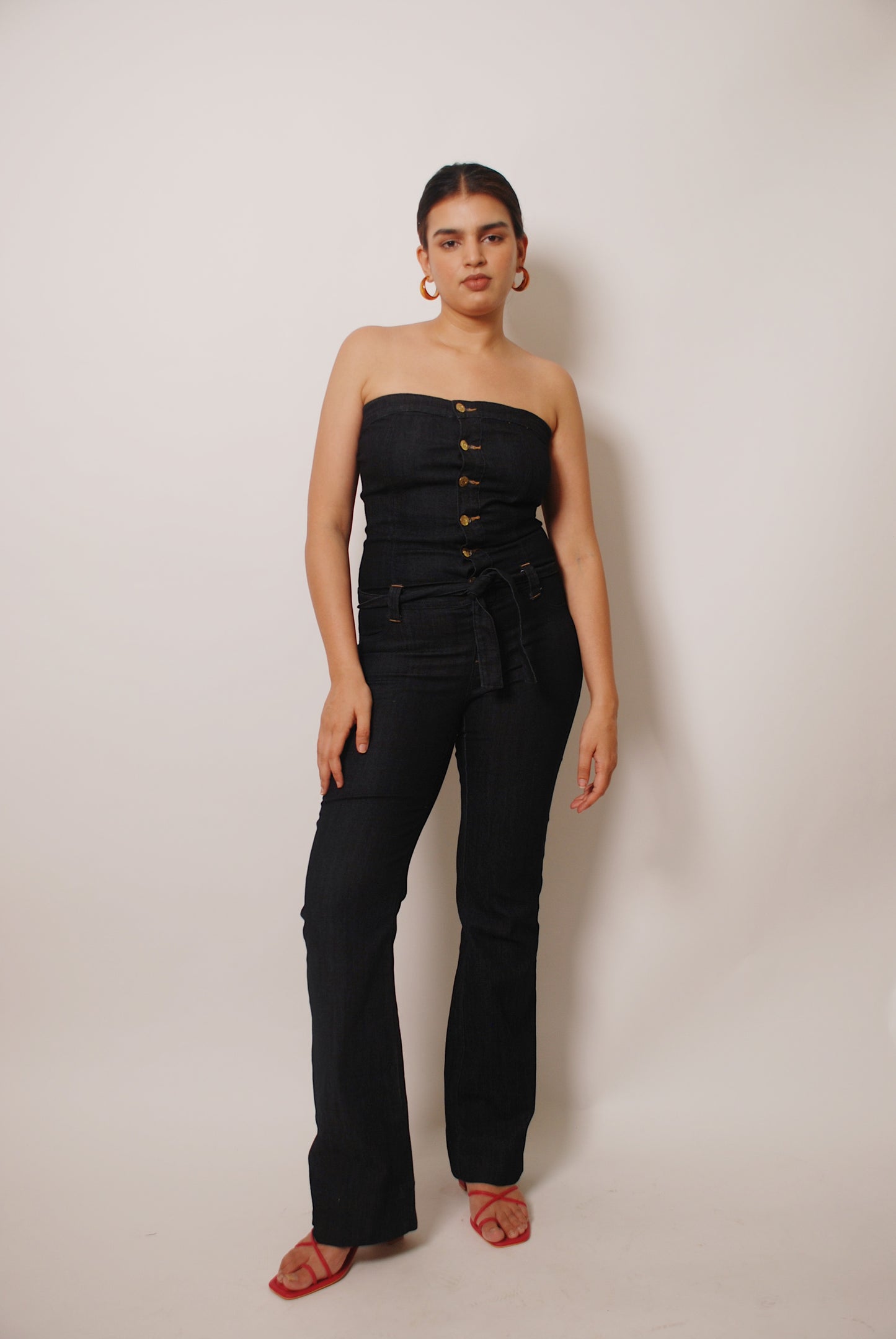 Vintage dark blue denim jumpsuit