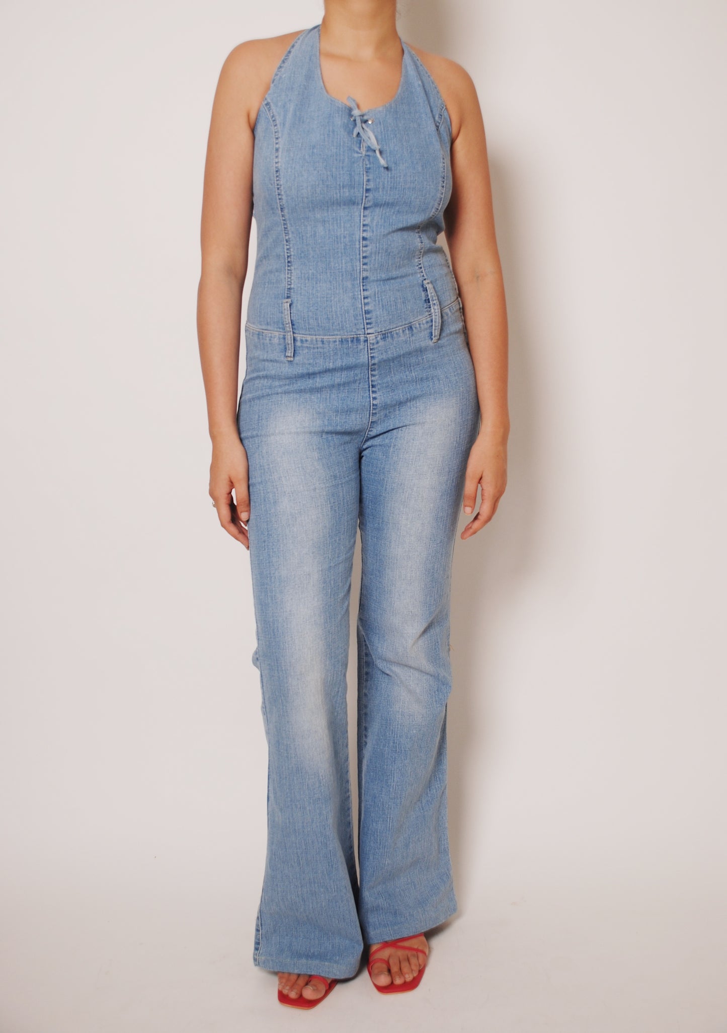 Vintage light blue denim jumpsuit