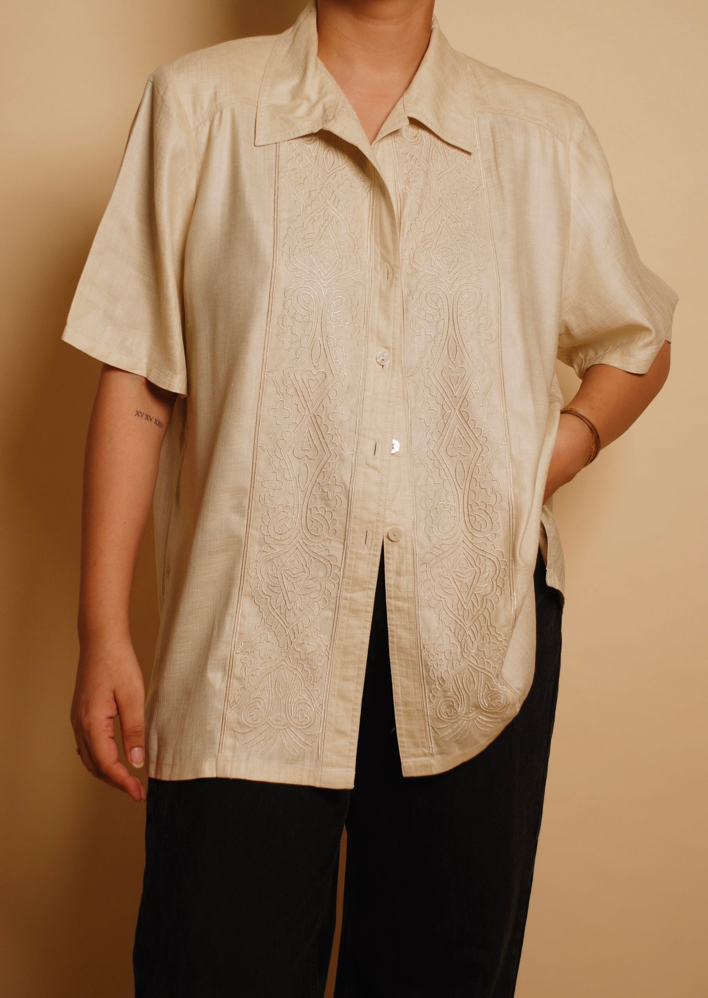 Cream embroidered shirt