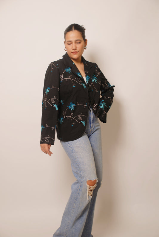 Black embroidered cotton jacket