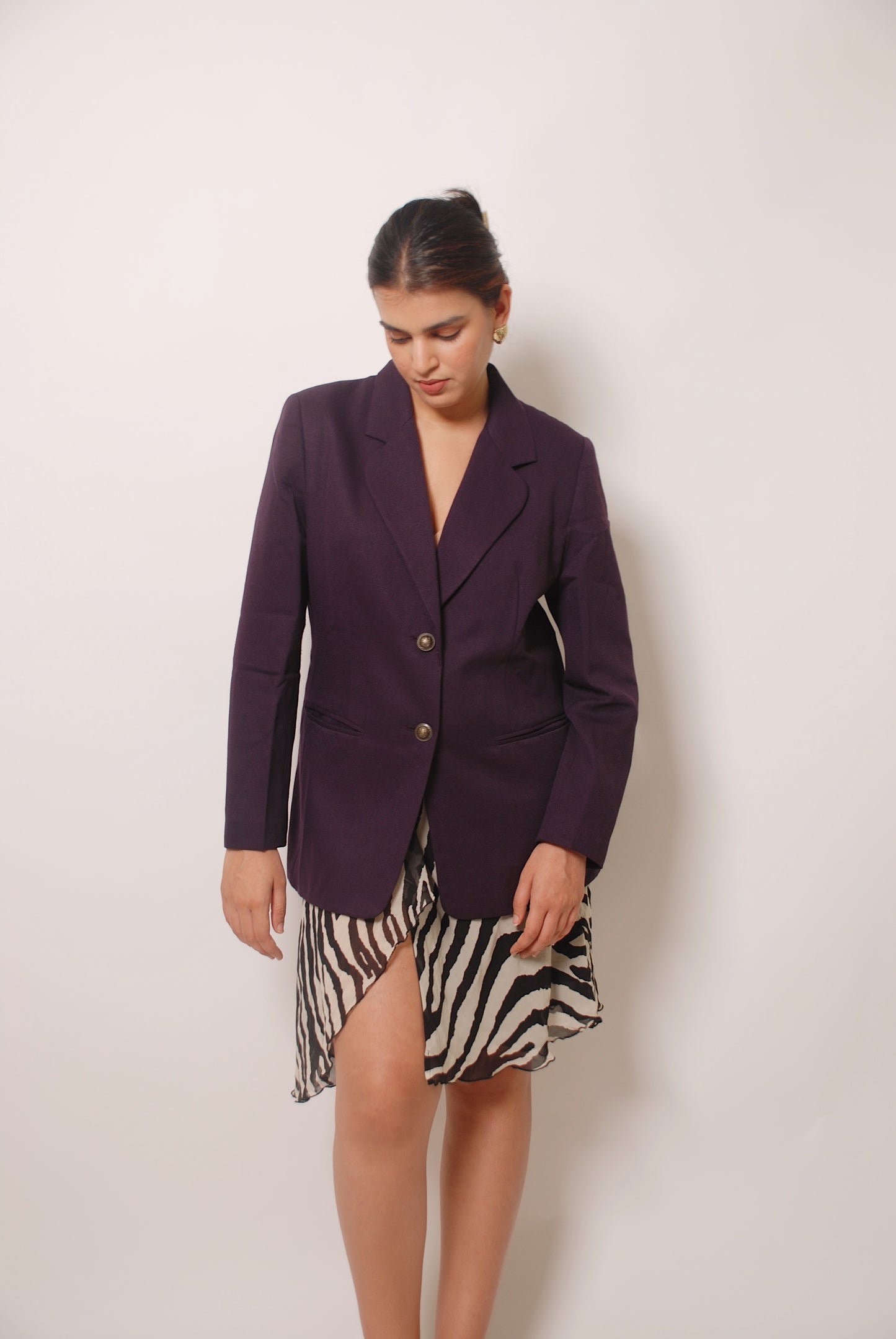 Vintage dark purple blazer with ornamental buttons