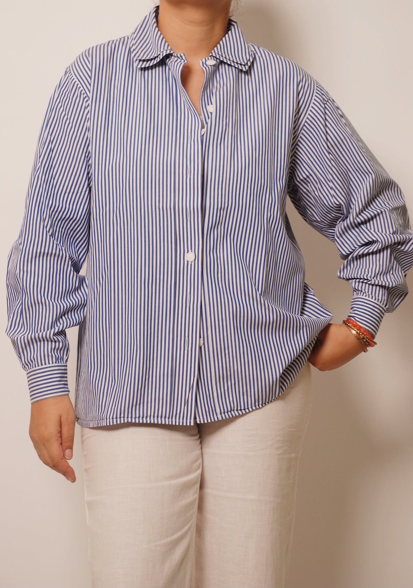 Blue & white striped cotton shirt