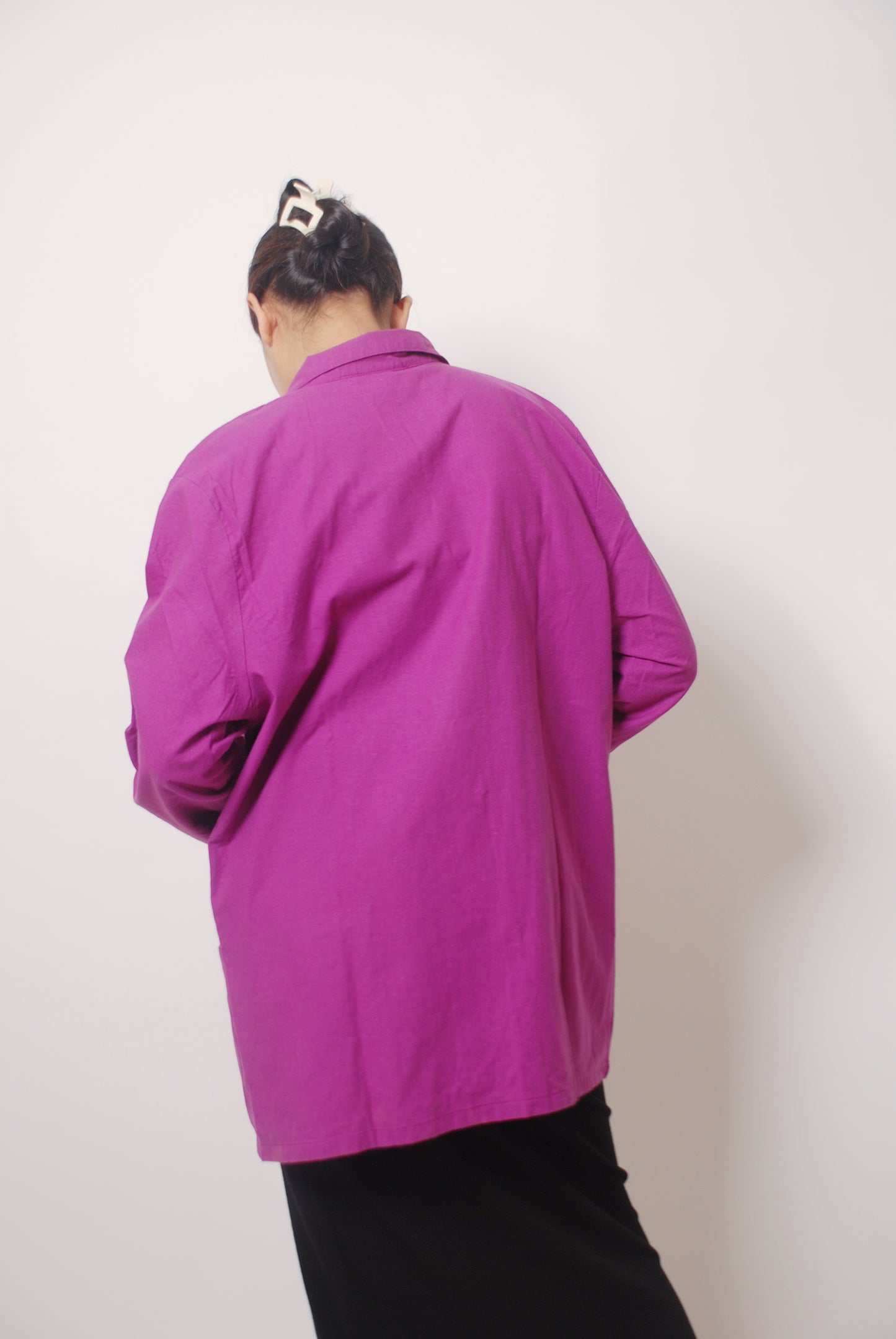 Purple long blazer with ornamental buttons