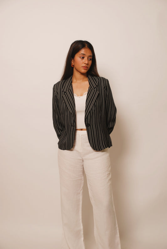 Vintage black & white striped blazer