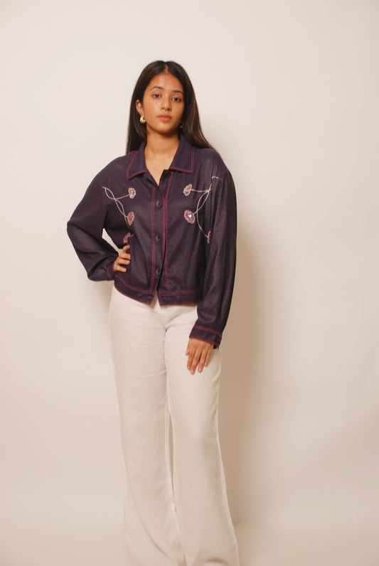 Dark purple soft denim shacket