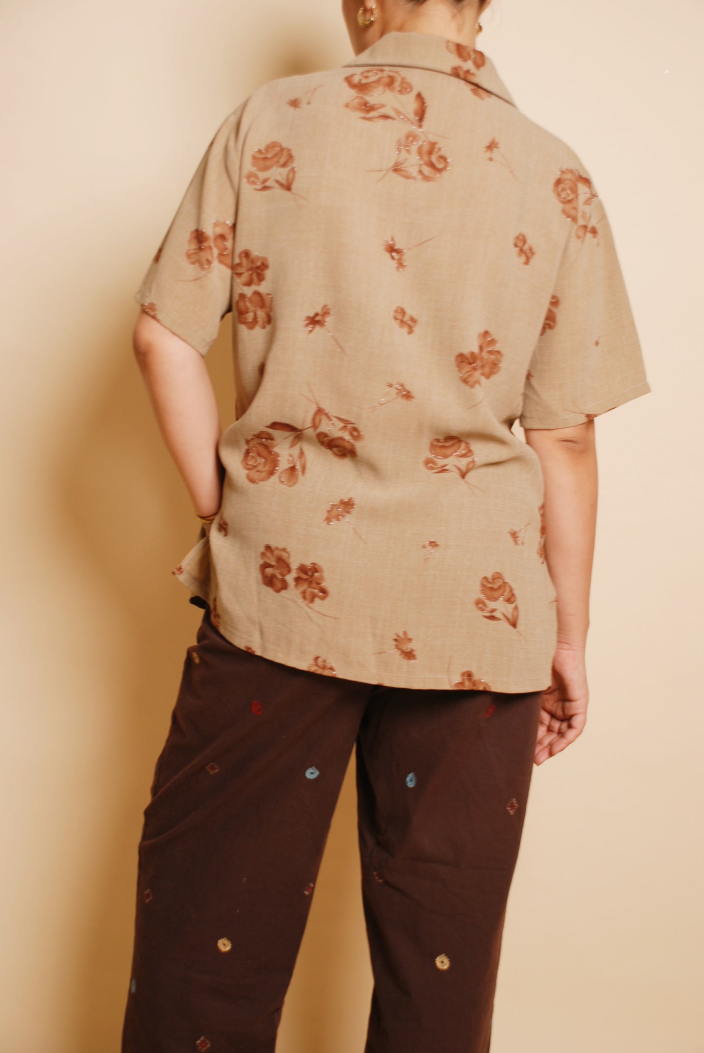 Sand brown floral shirt