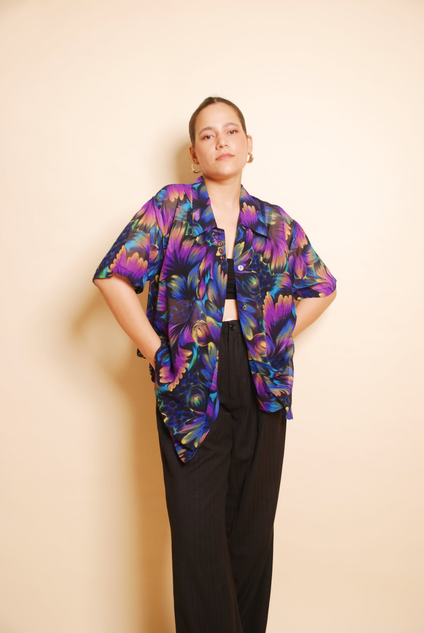 Multicolour dark floral shirt