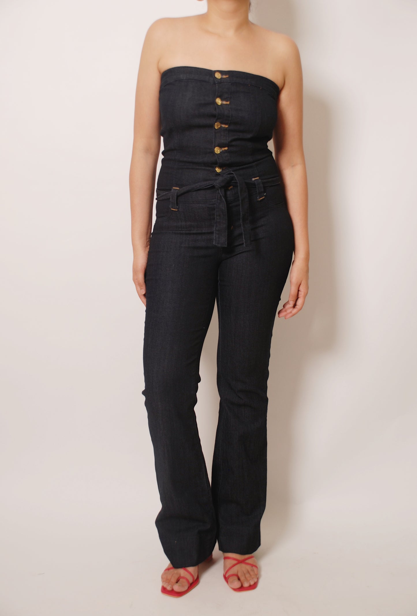 Vintage dark blue denim jumpsuit