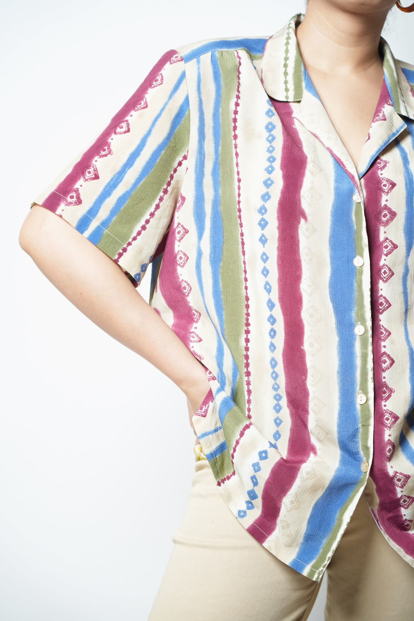 Vintage 70's abstract printed textured resort shirt