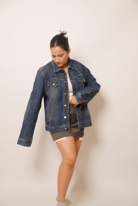 Vintage dark blue denim cotton jacket