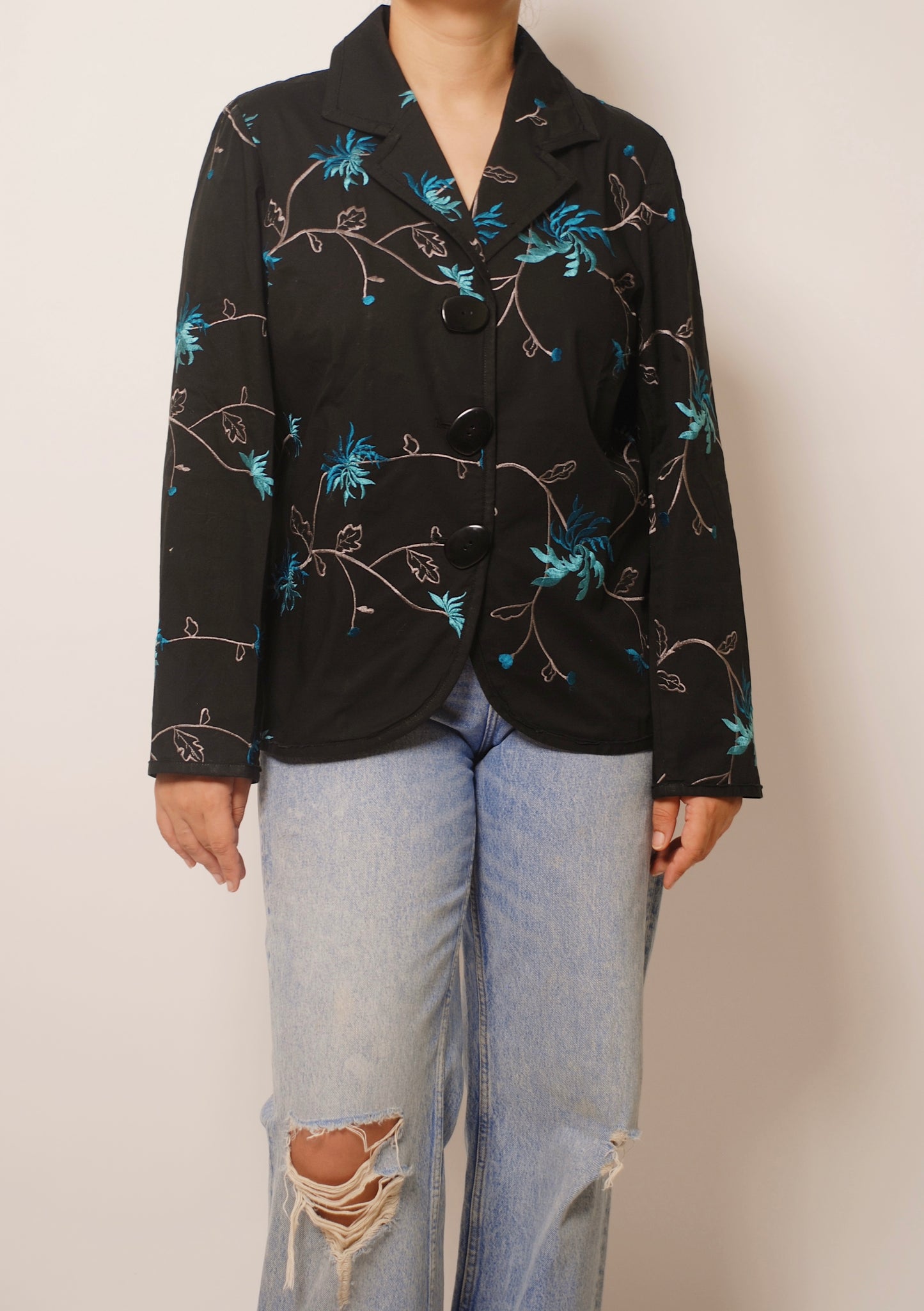 Black embroidered cotton jacket