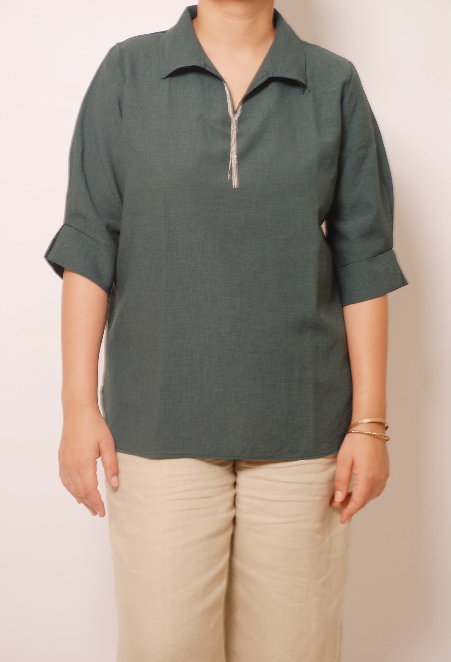 Dark green 3/4th sleeve top