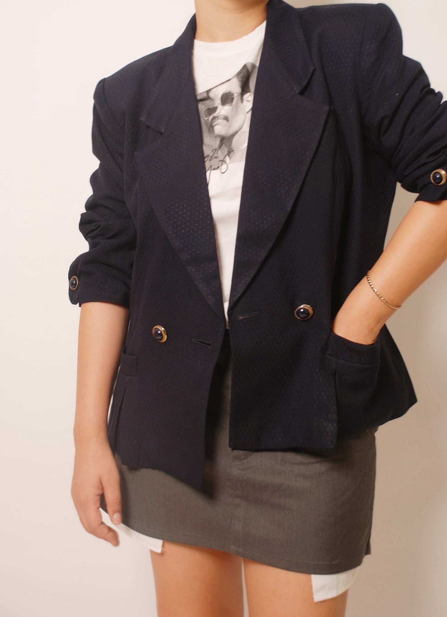 Navy blue double breasted blazer