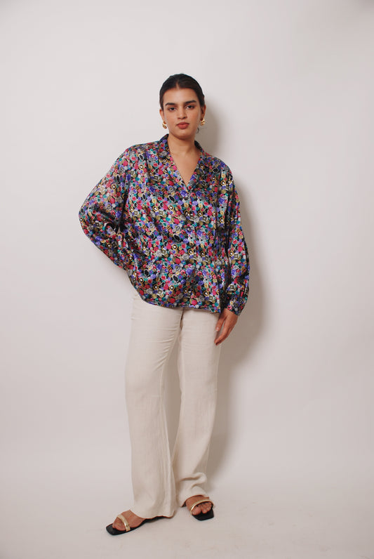 Vintage metallic multicolor printed shirt