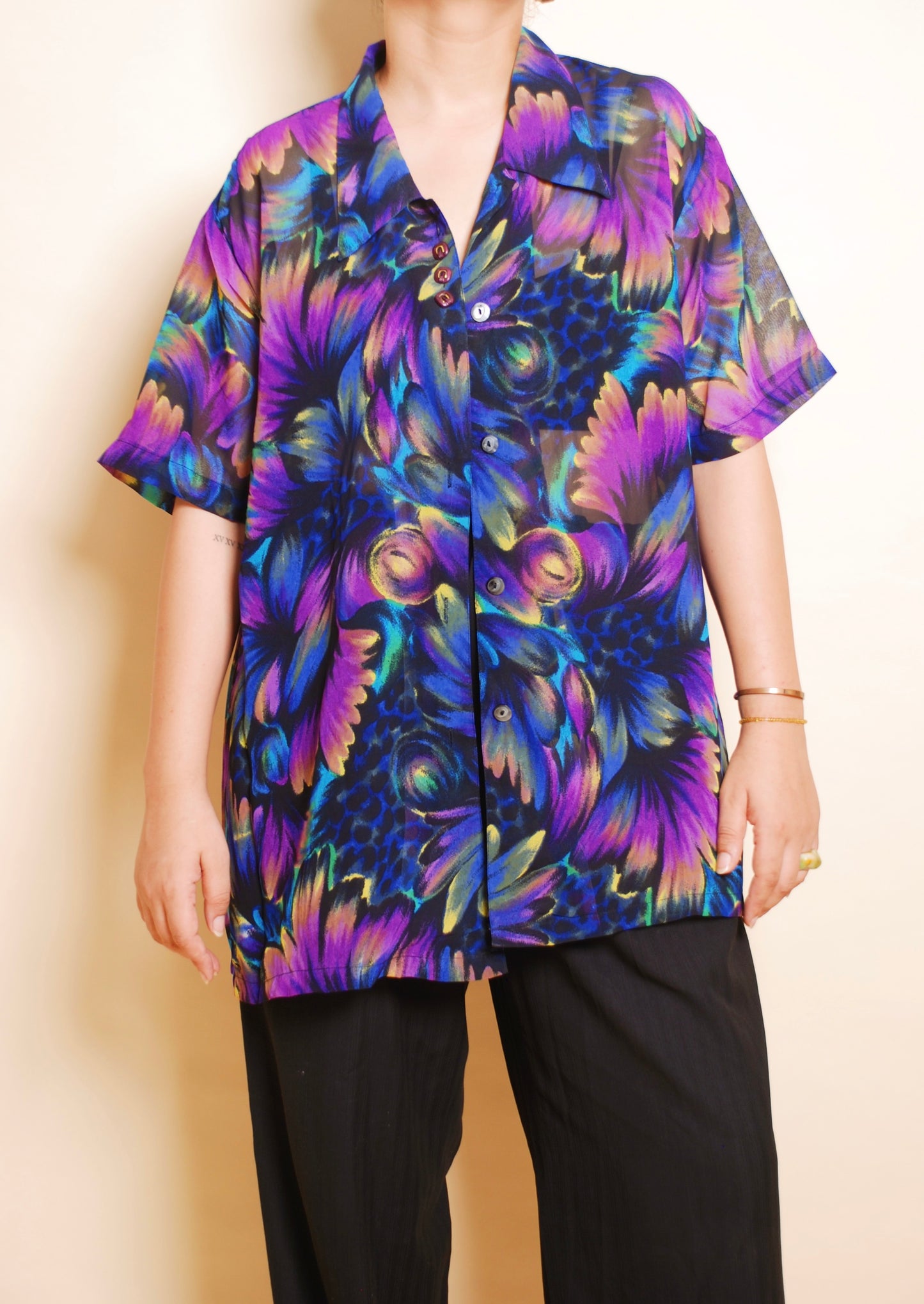 Multicolour dark floral shirt