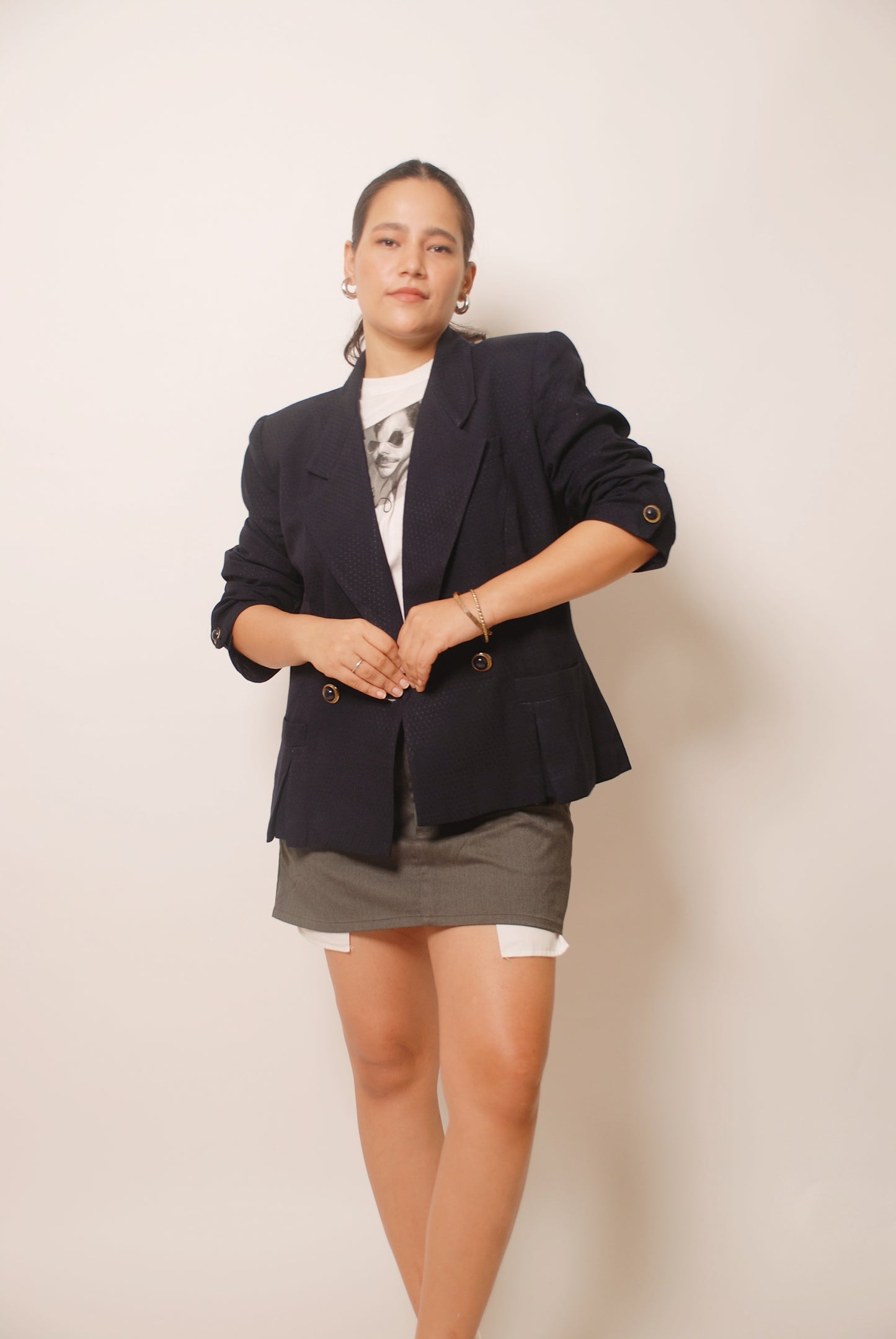 Navy blue double breasted blazer