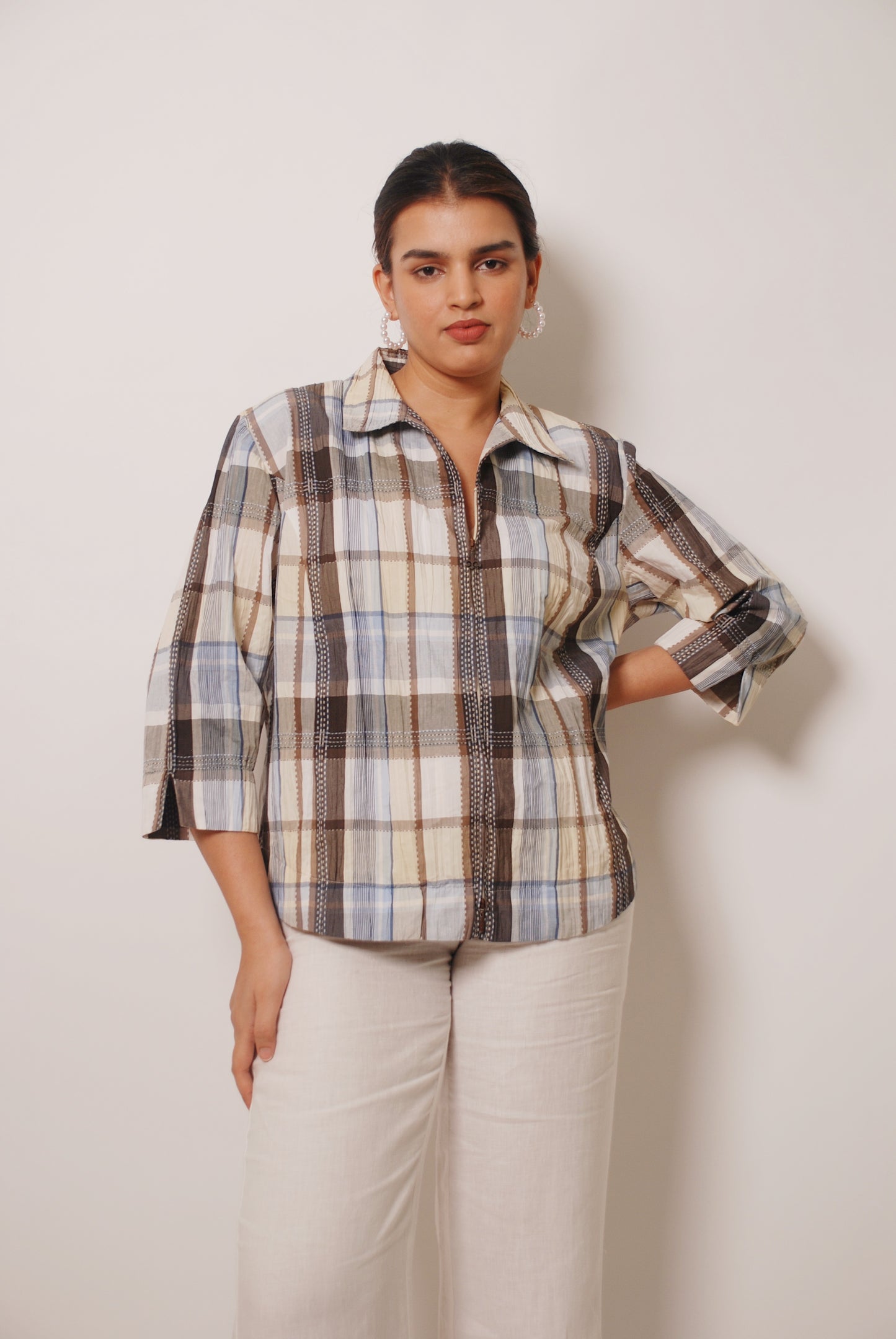 Multicolor checkered textured shirt