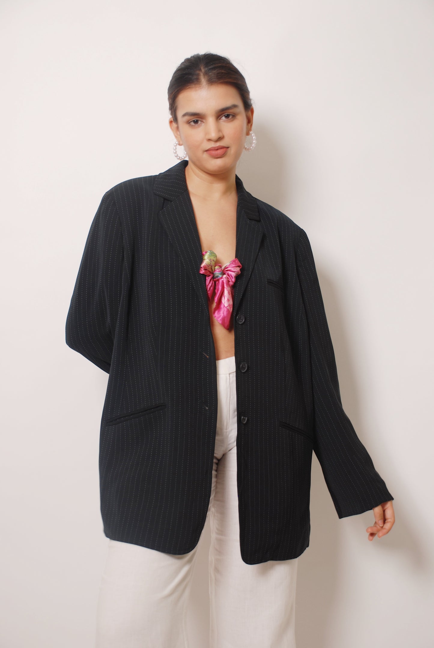 Vintage dark blue striped blazer