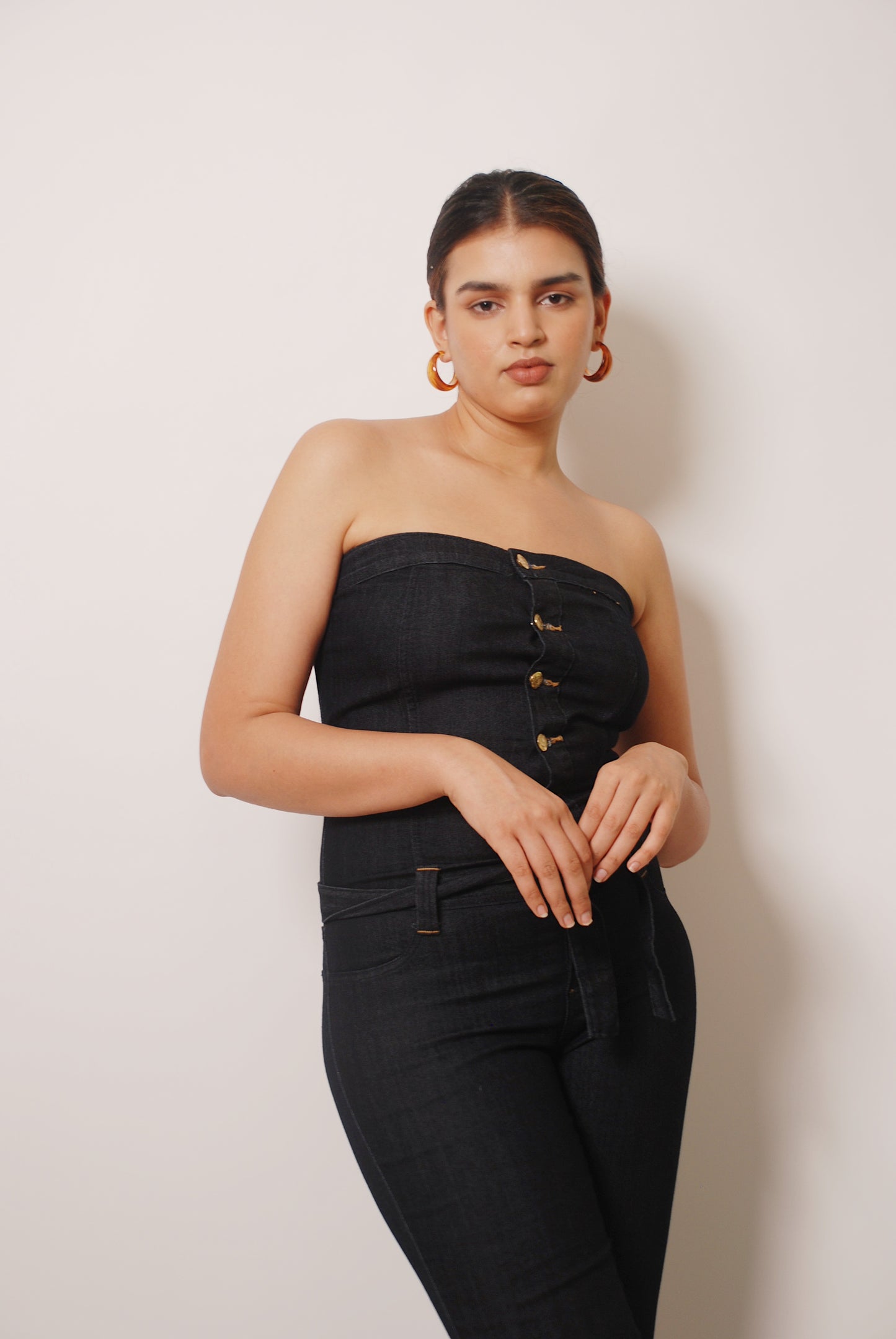 Vintage dark blue denim jumpsuit