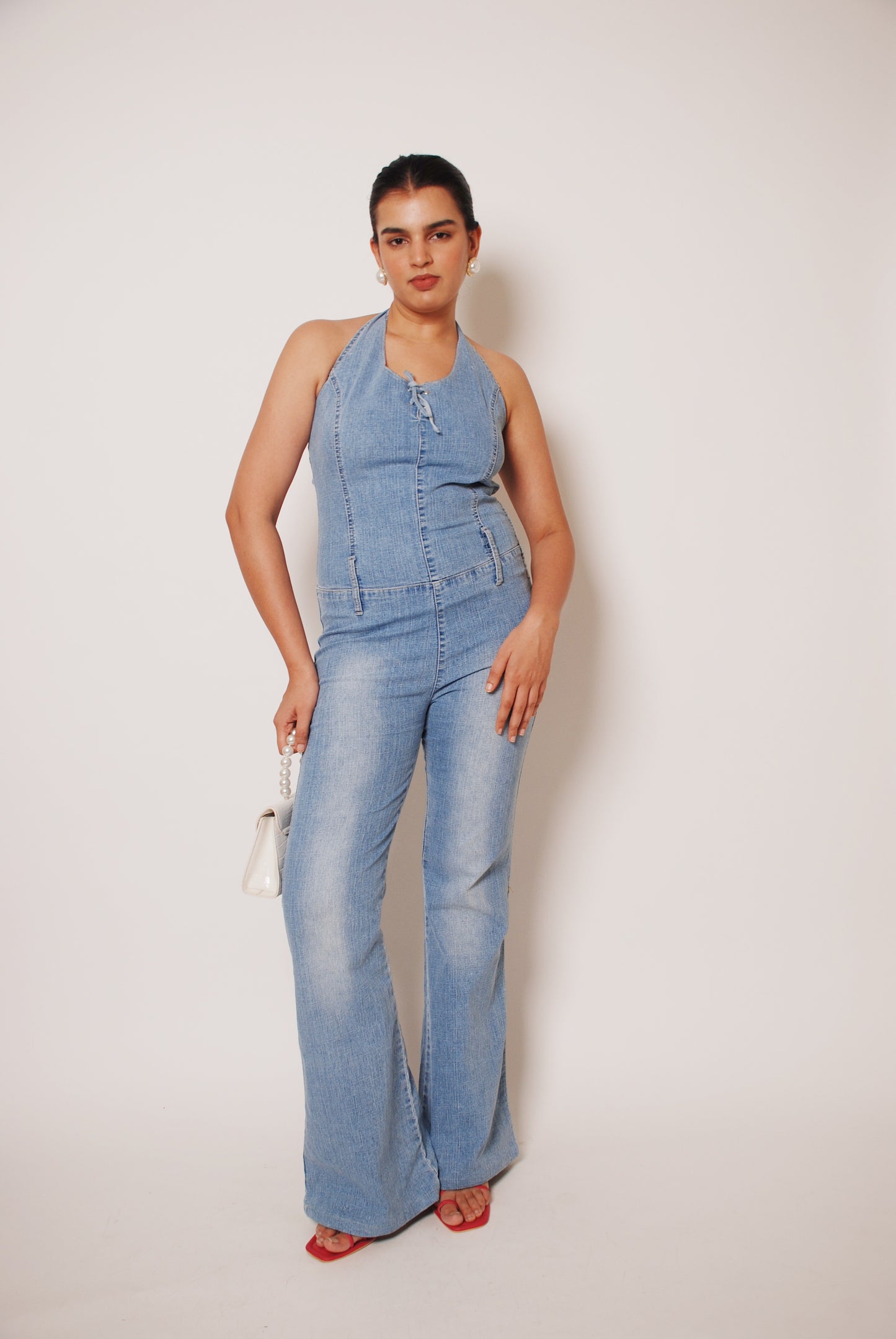 Vintage light blue denim jumpsuit