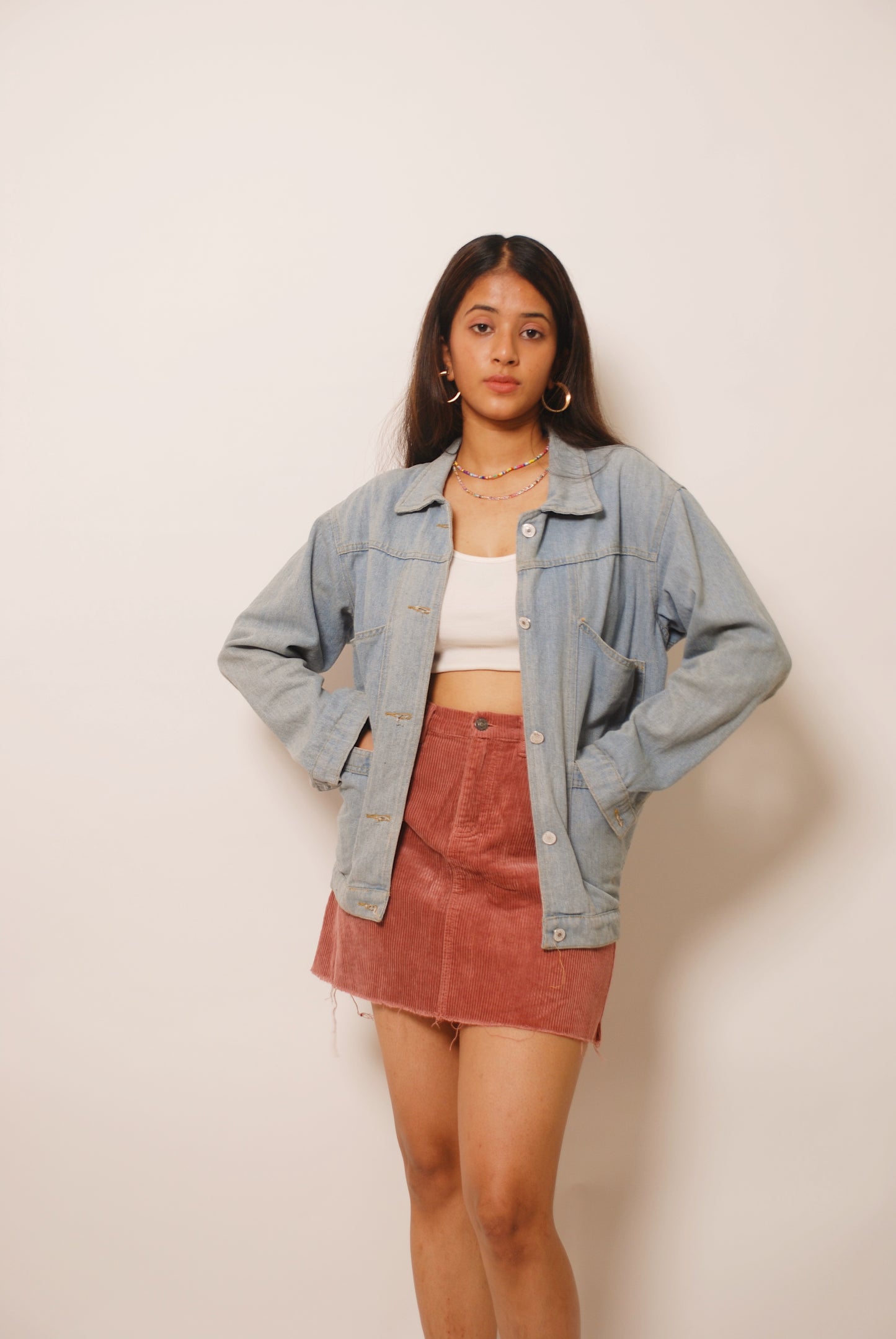 Light blue oversized denim jacket