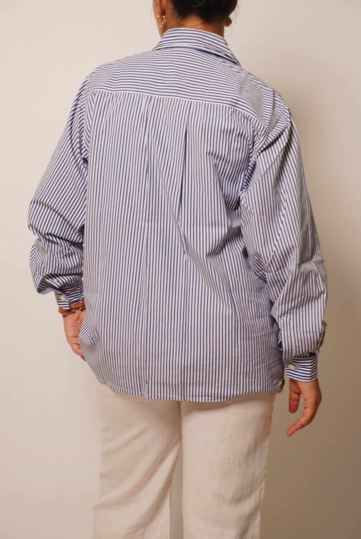 Blue & white striped cotton shirt