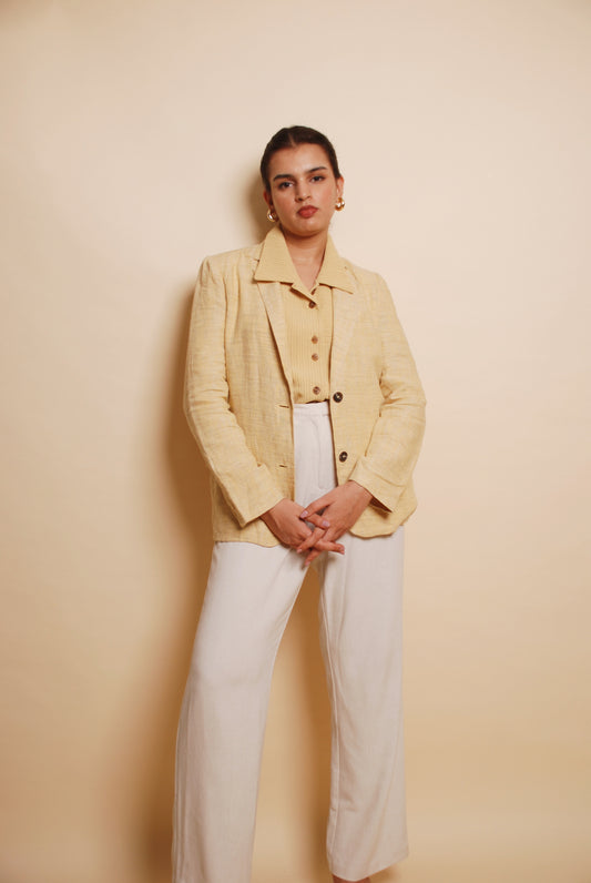 Light yellow cotton blazer