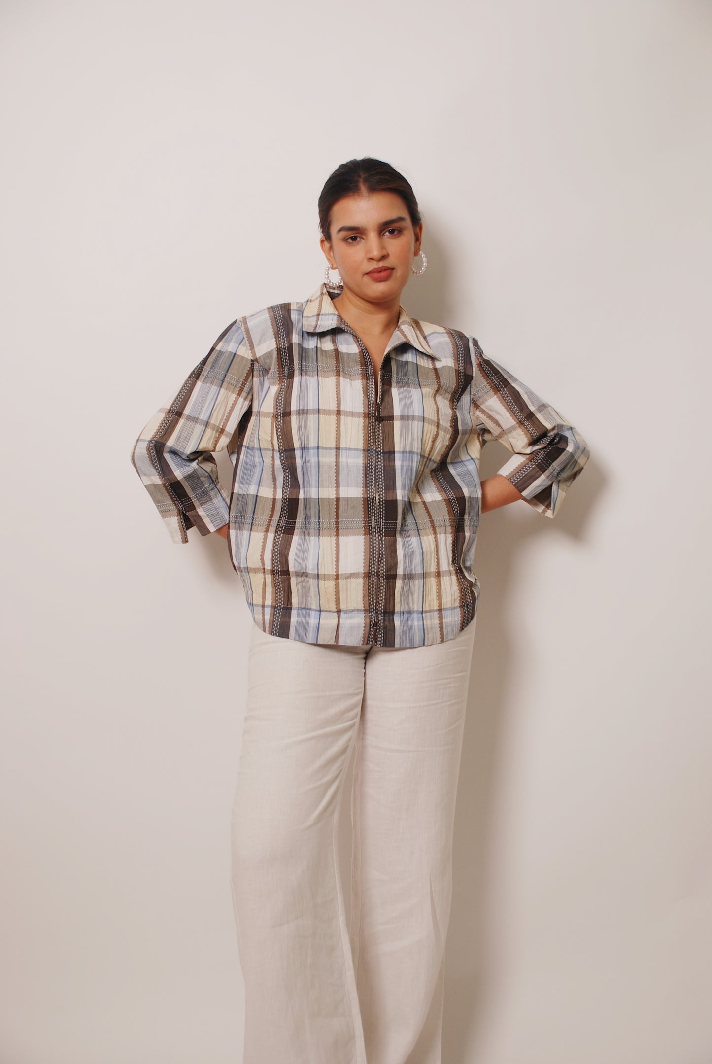 Multicolor checkered textured shirt