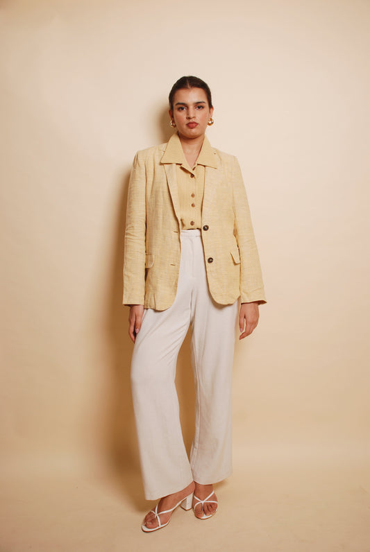 Light yellow cotton blazer