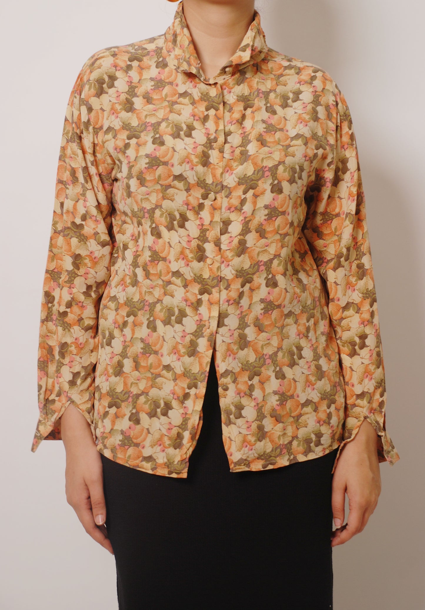 Yellow floral high neck shirt