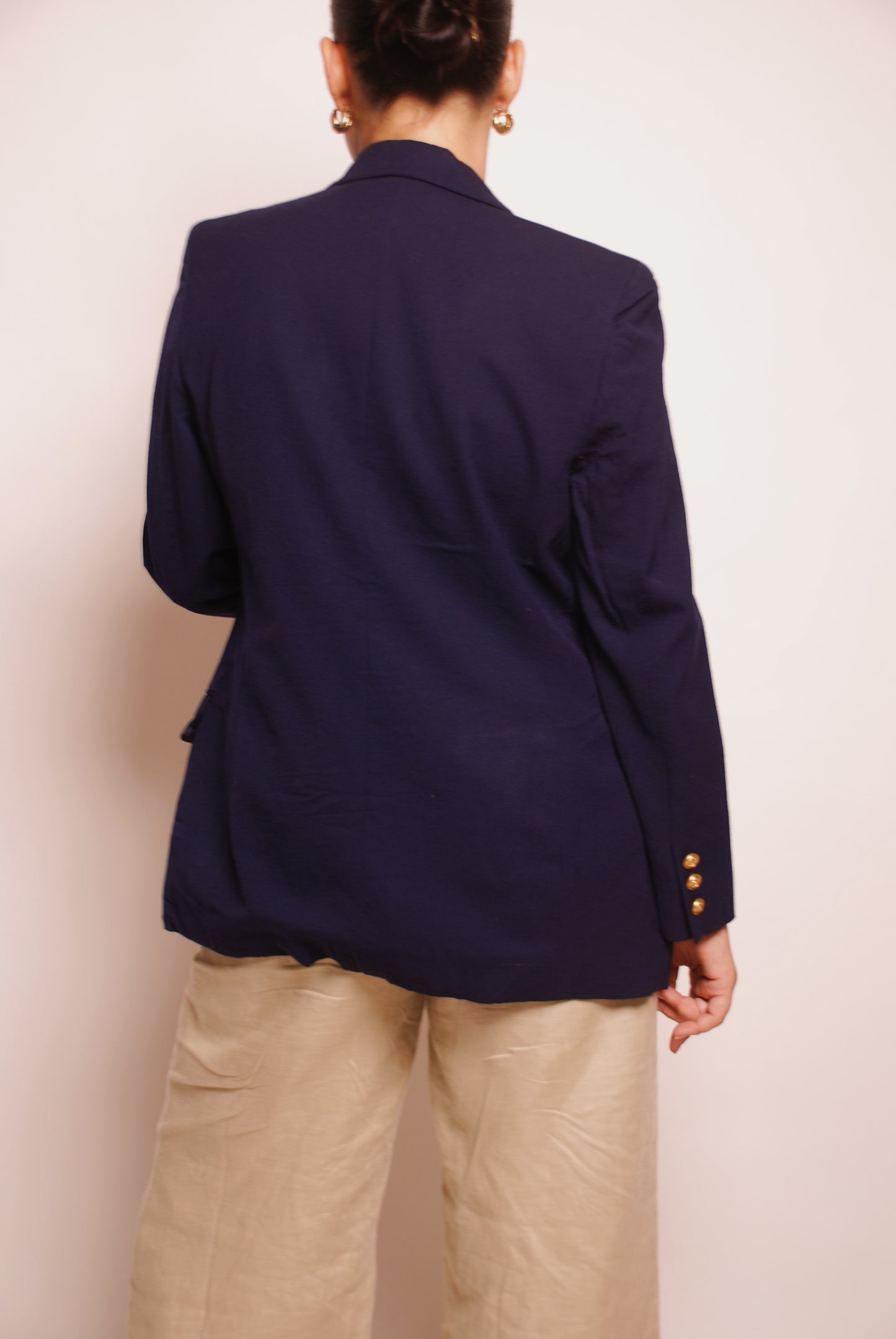 Vintage navy blue double breasted blazer with ornamental buttonS