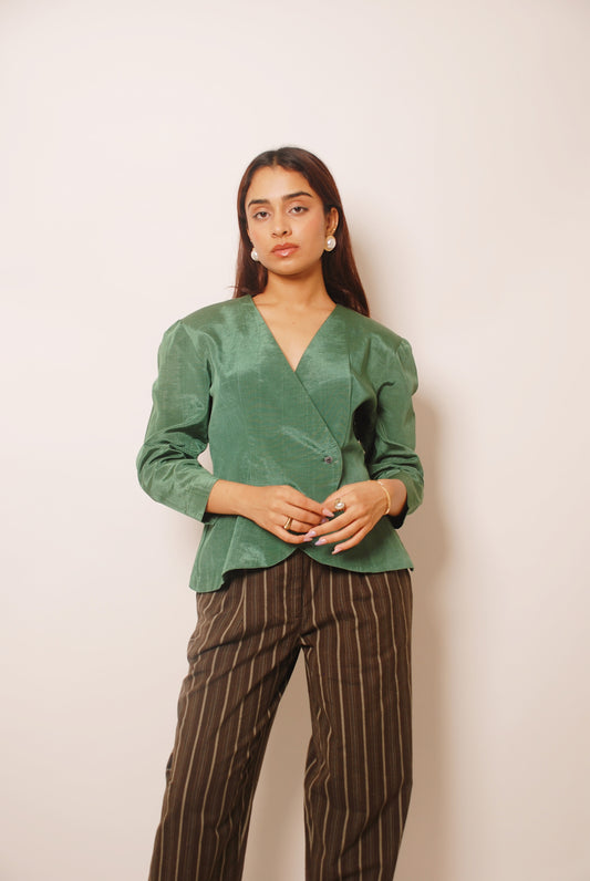 Metallic green vintage fit blazer