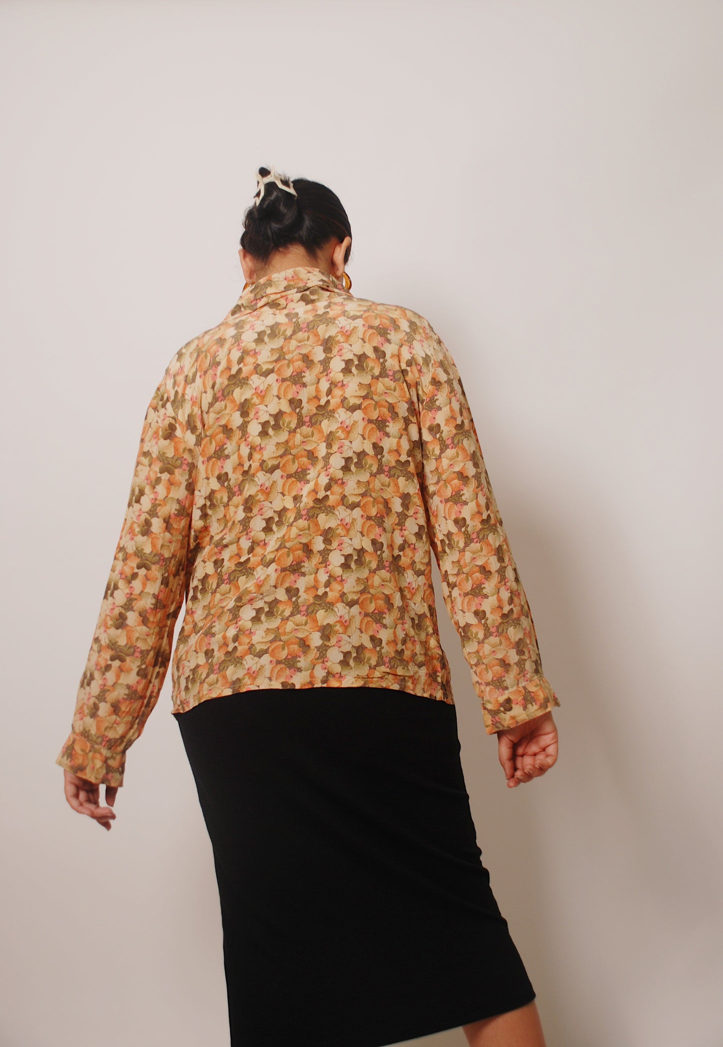 Yellow floral high neck shirt