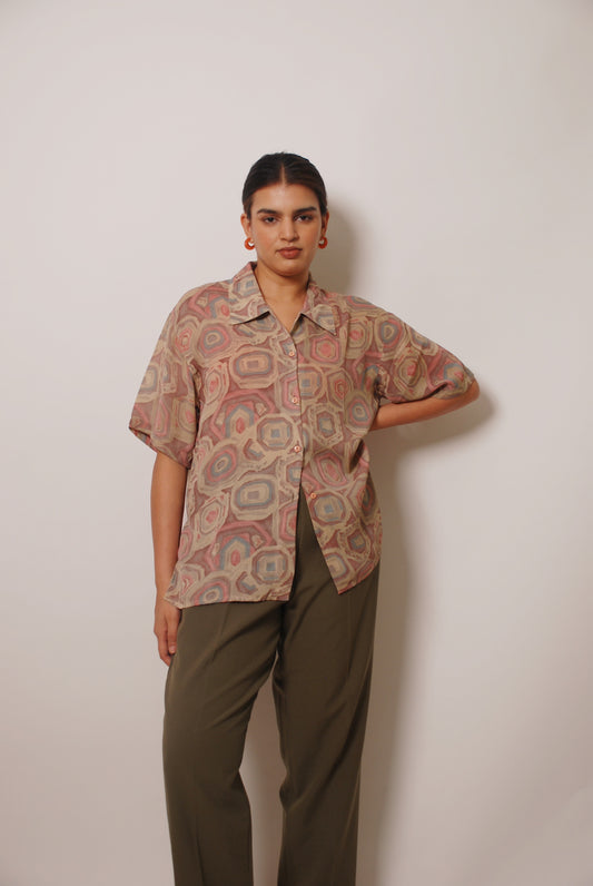 Multicolor printed short sleeve shirt