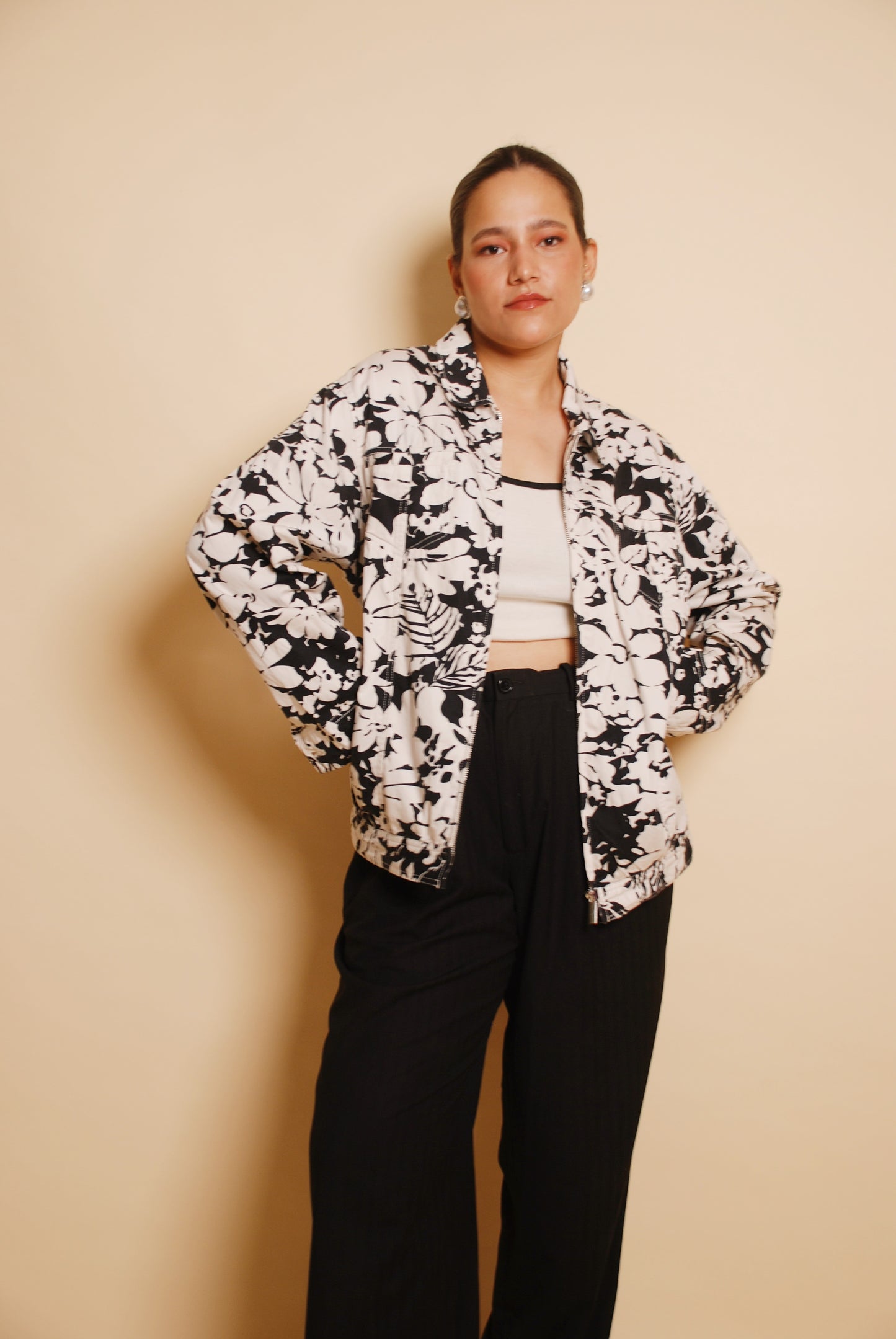 Monochrome floral jacket