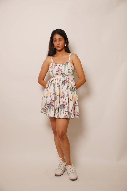 White floral fit & flare cotton dress