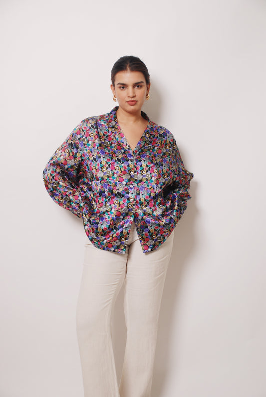 Vintage metallic multicolor printed shirt