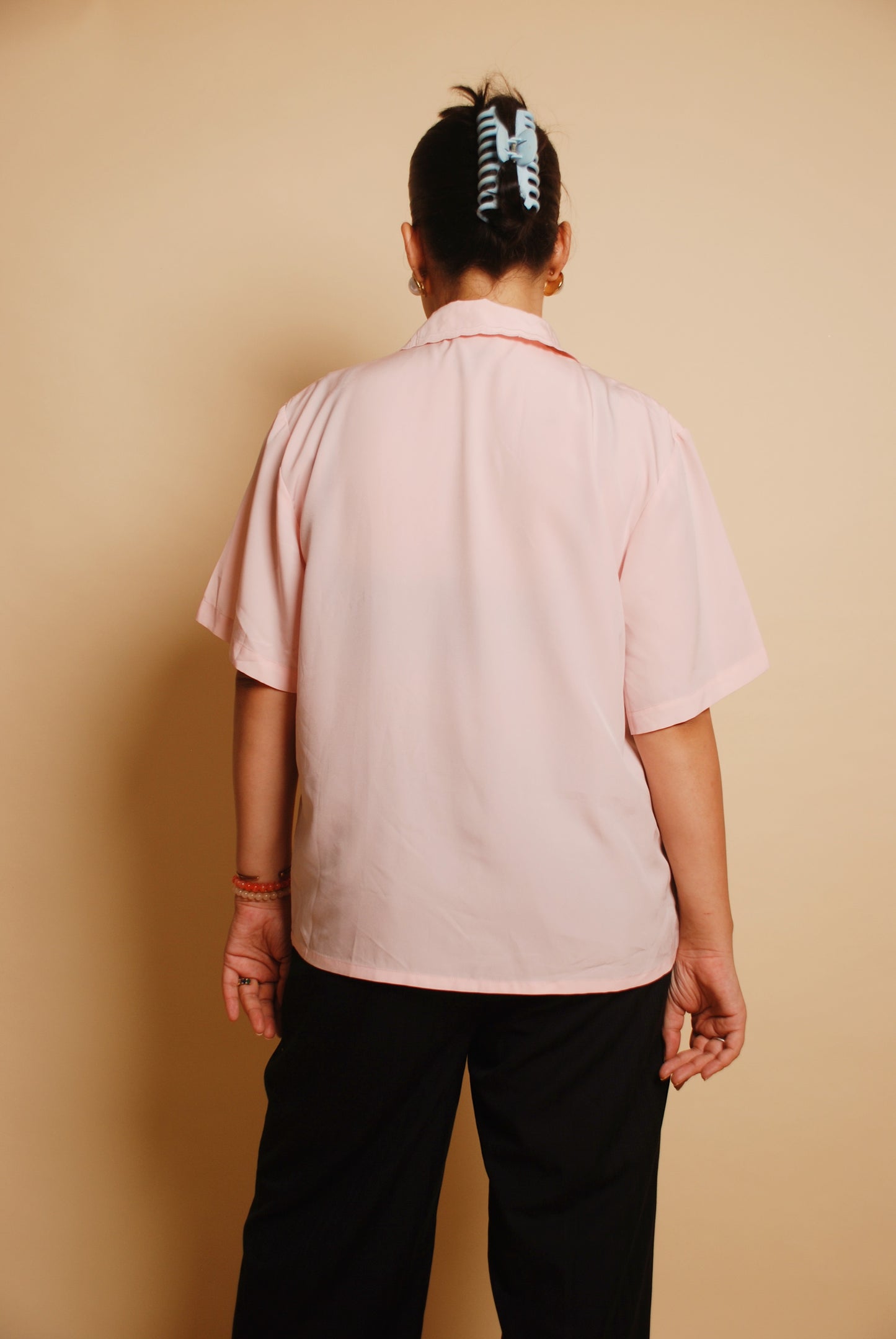 Powder pink embroidered shirt