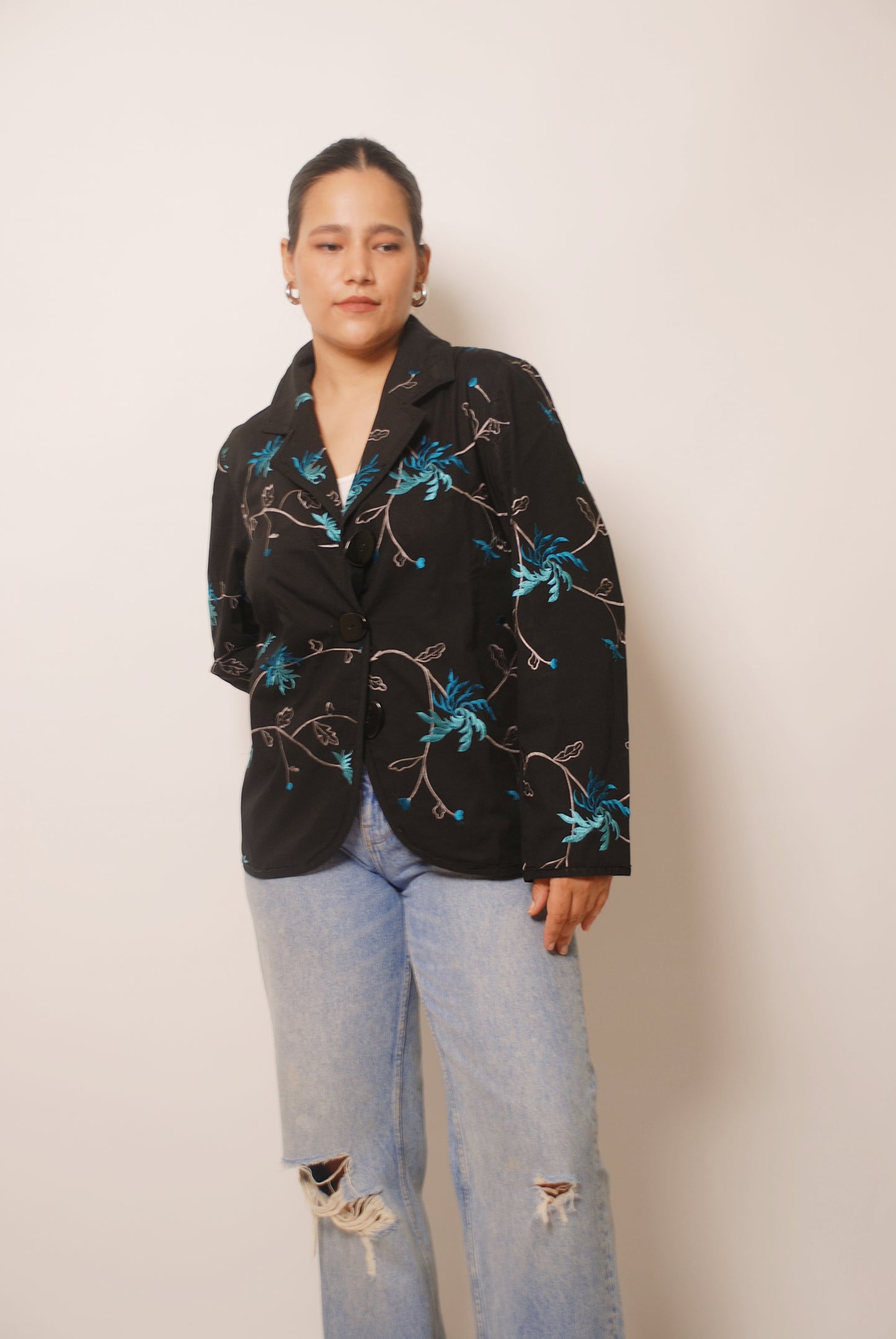 Black embroidered cotton jacket