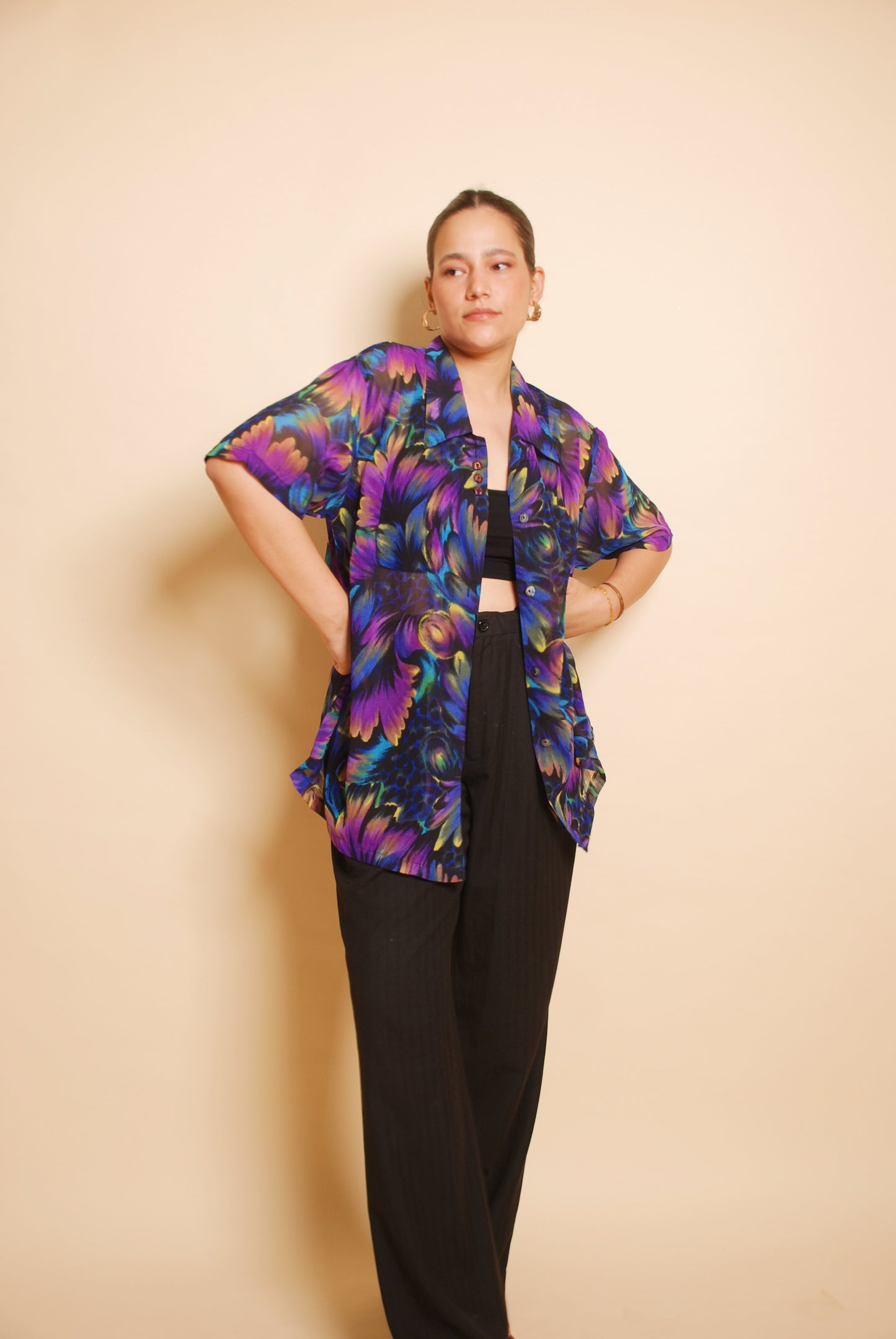 Multicolour dark floral shirt