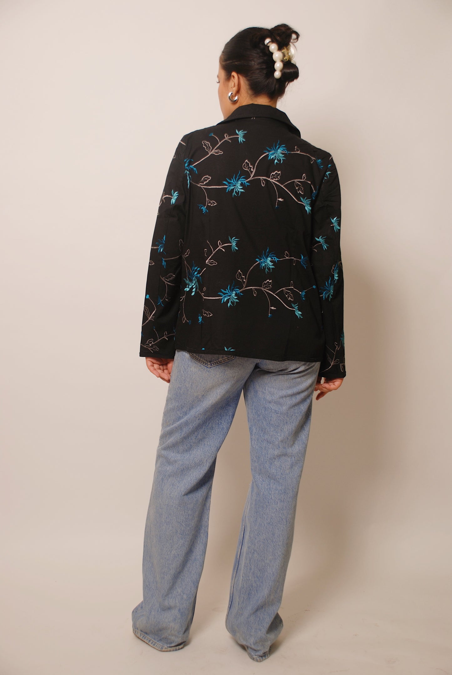 Black embroidered cotton jacket