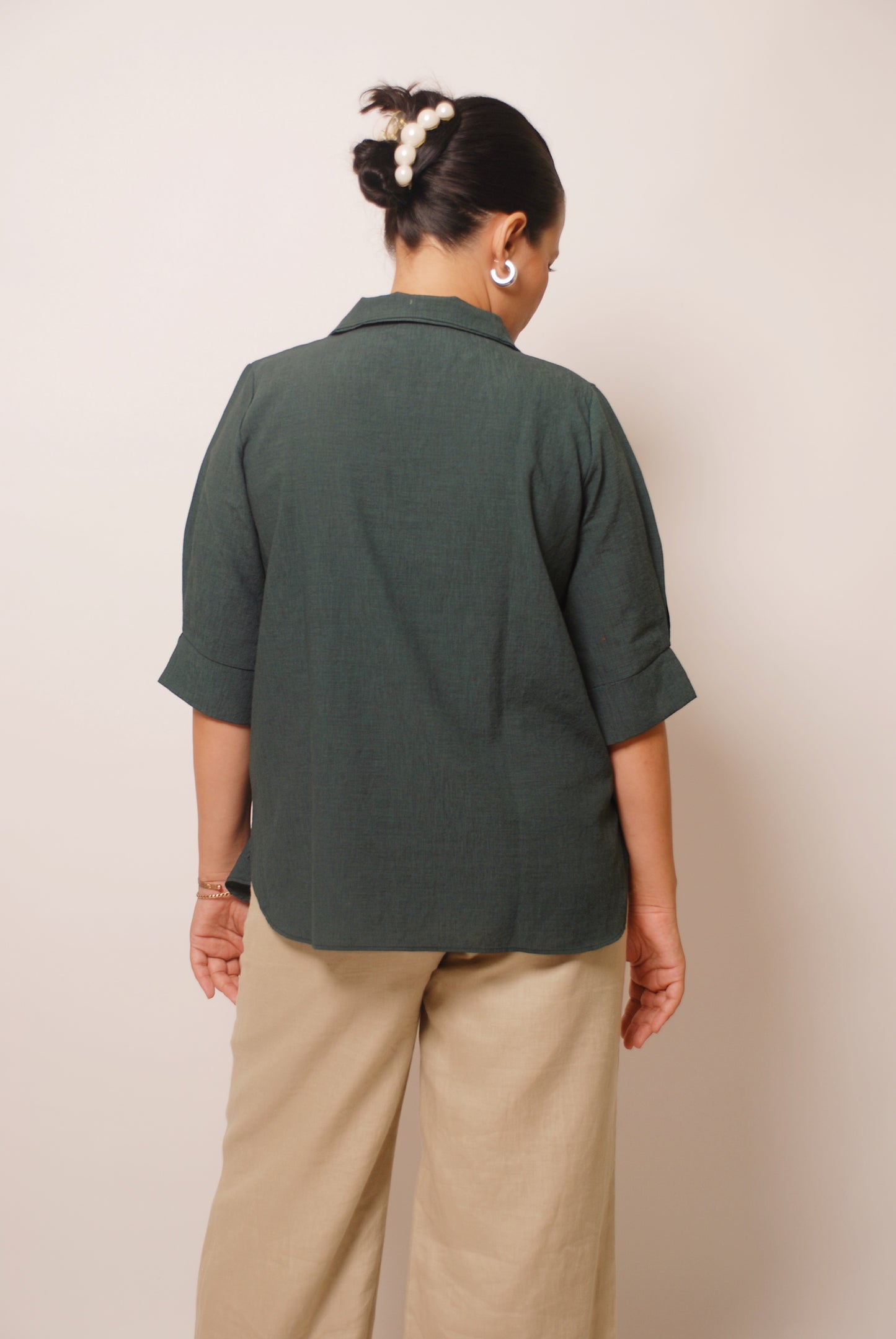 Dark green 3/4th sleeve top