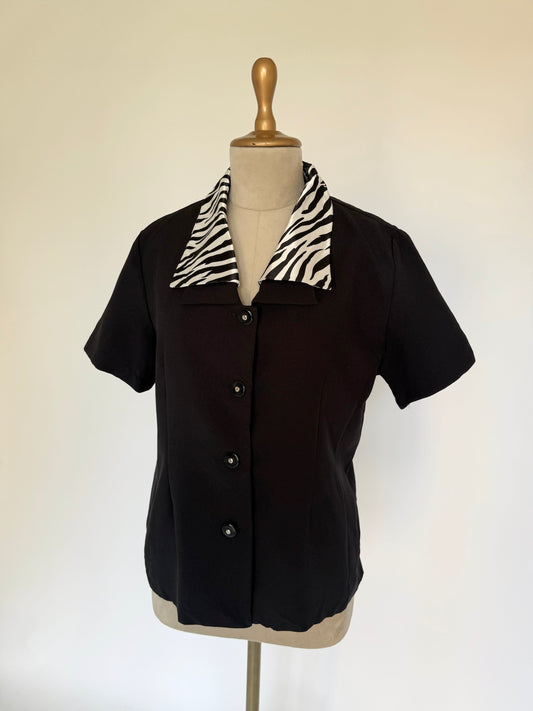 Black short sleeved blouse