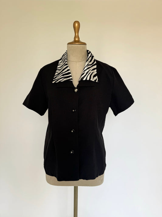 Black short sleeved blouse