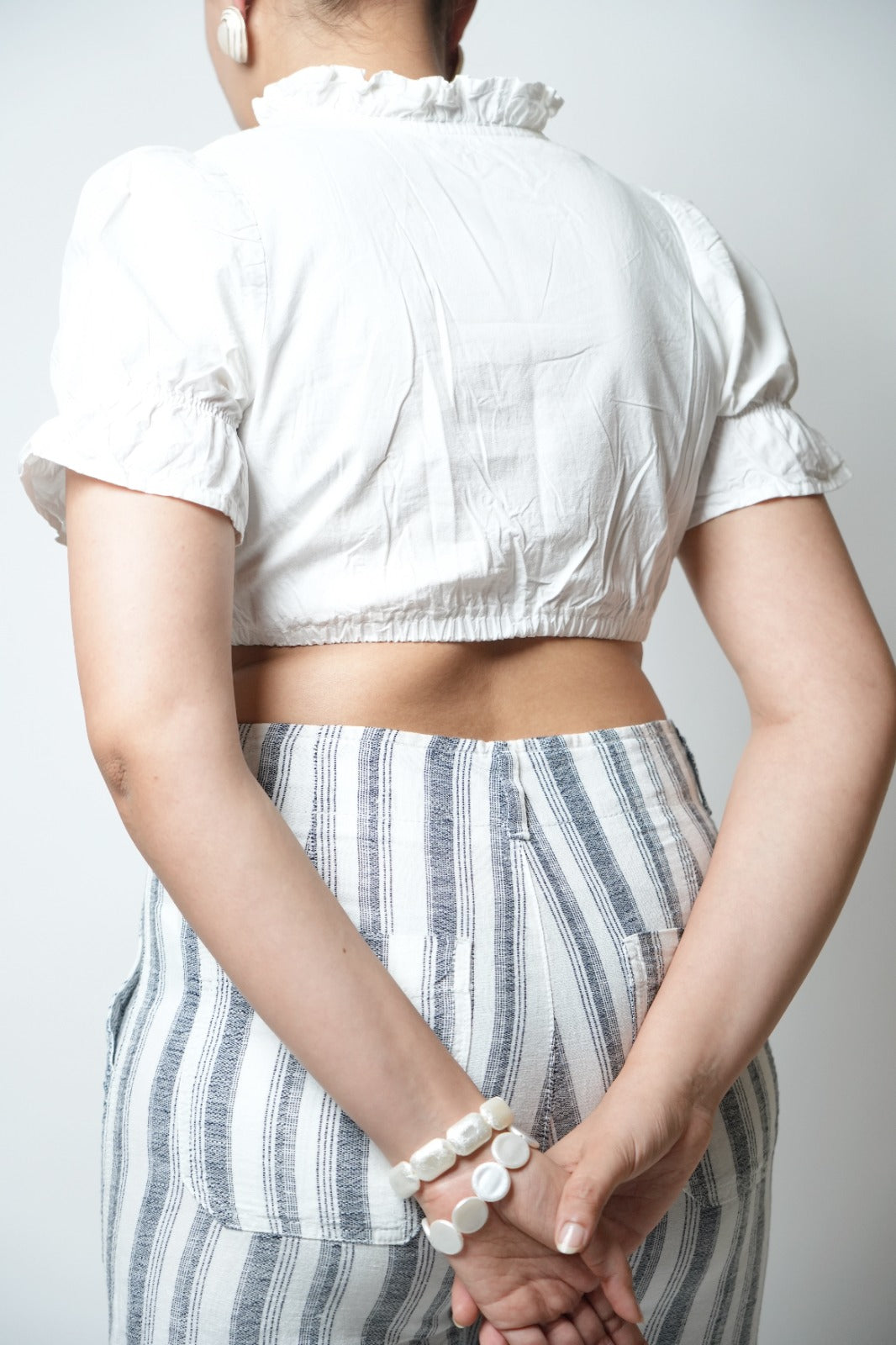 White cropped cotton top