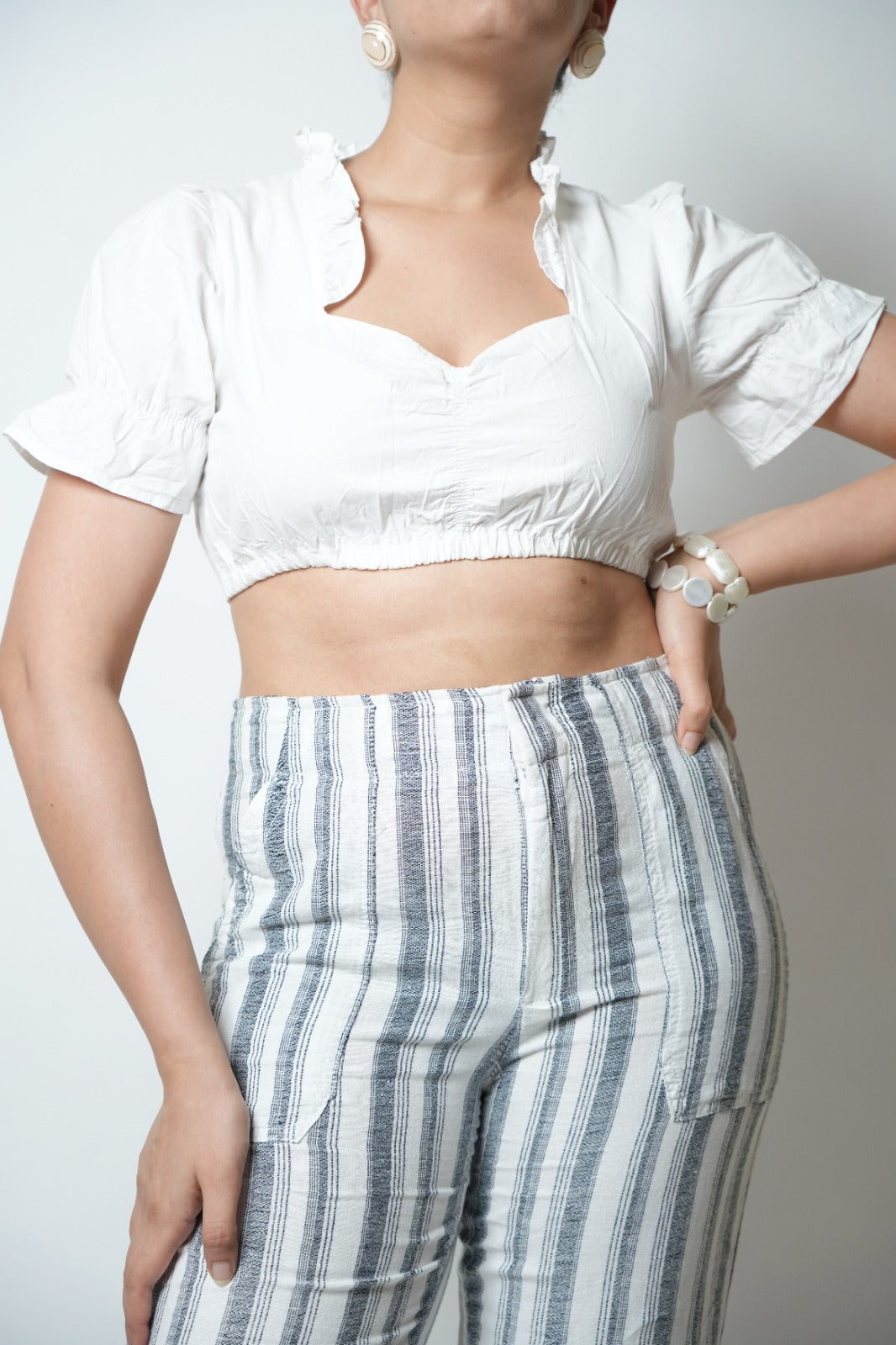 White cropped cotton top