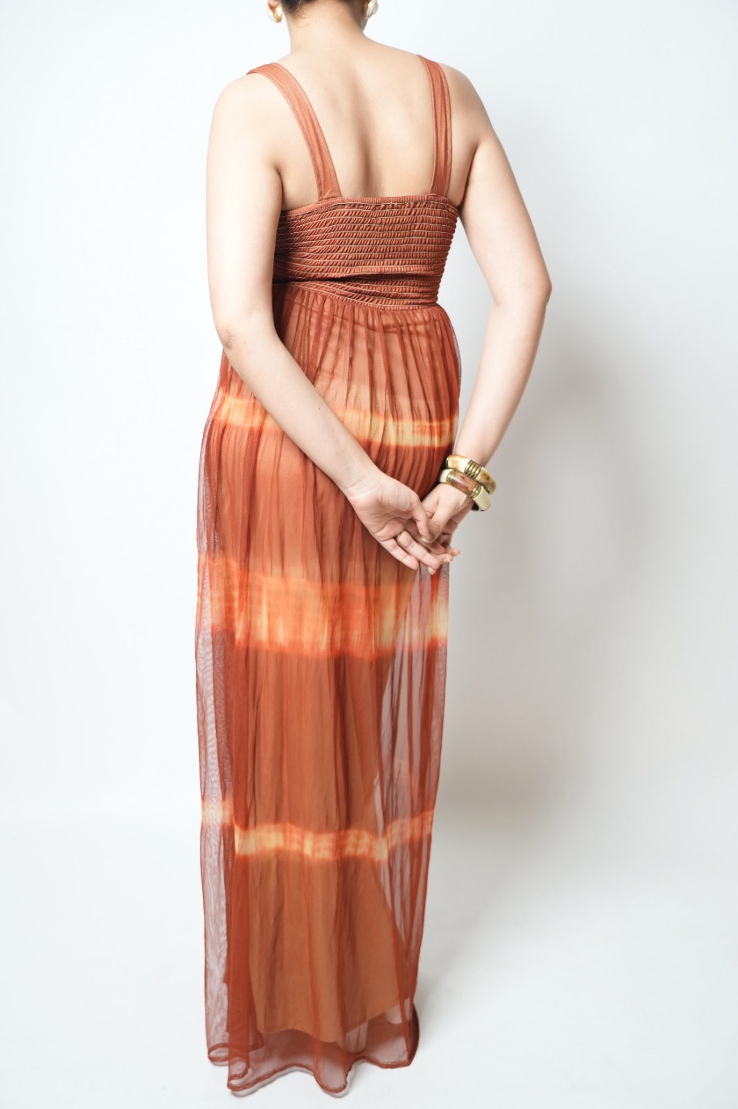 Rust tie dye maxi dress