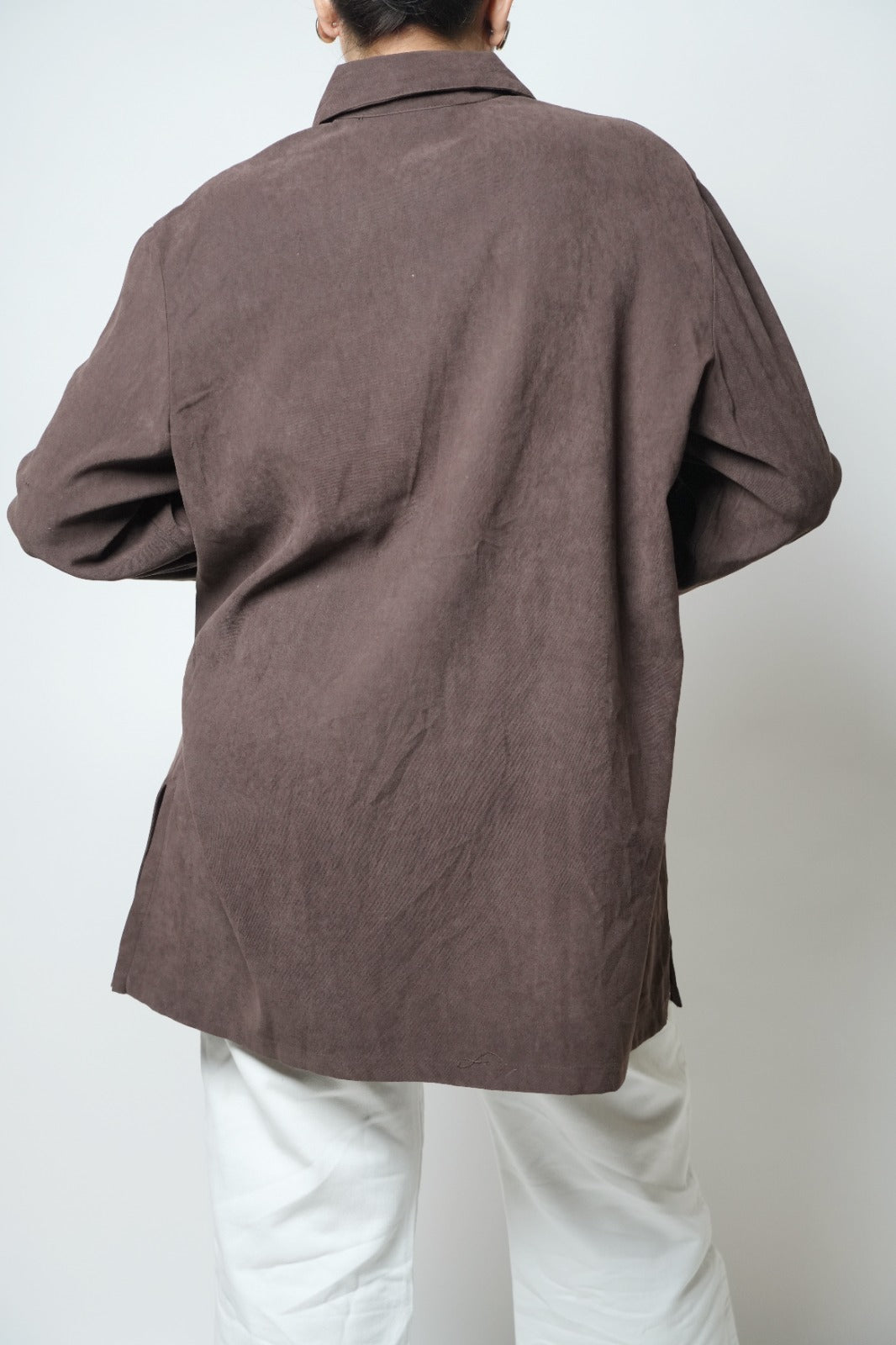 Vintage brown shirt with fur detailing