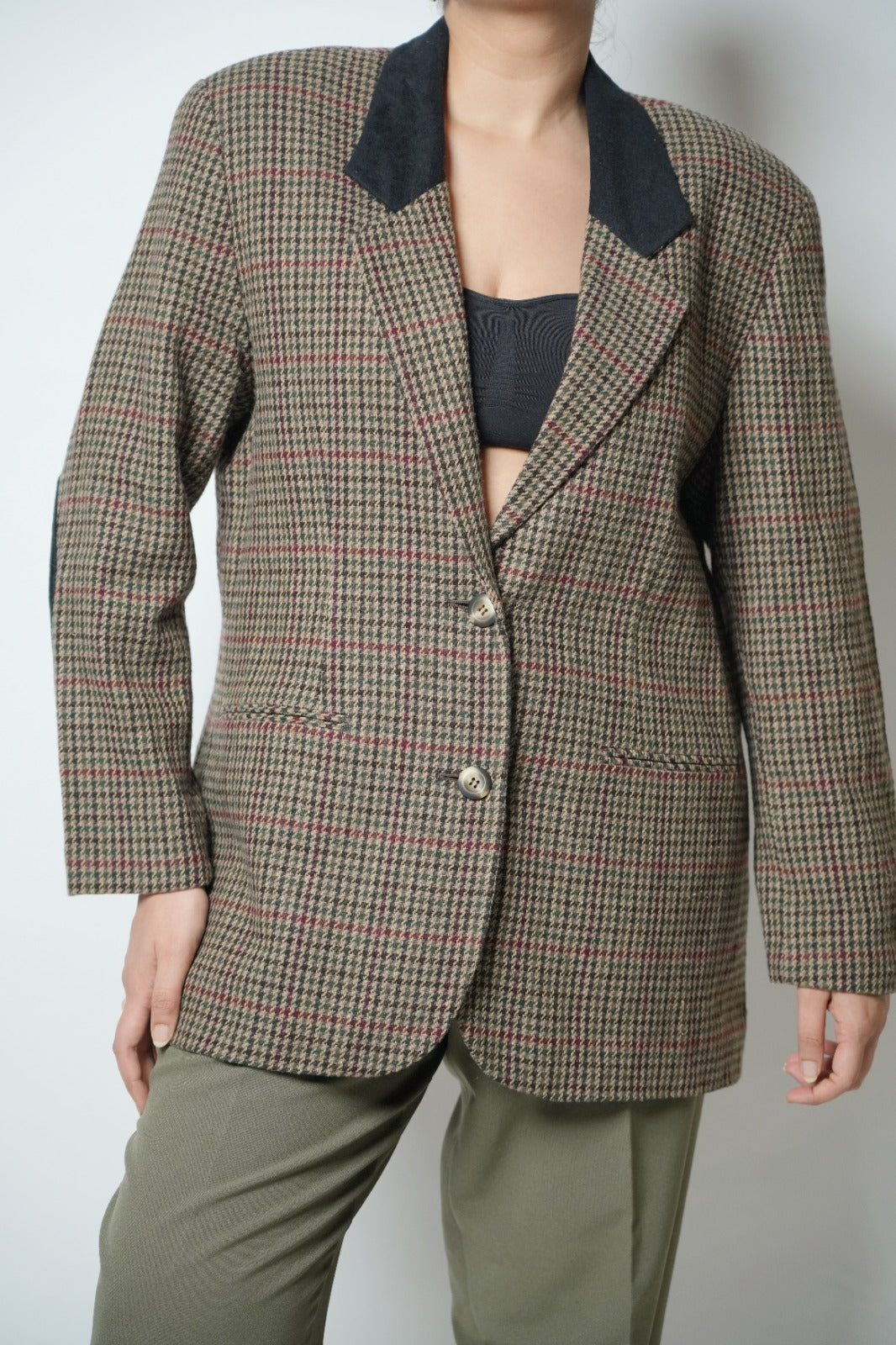 Vintage brown checkered blazer